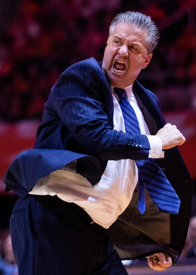 Kentucky+head+coach+John+Calipari+screams+in+frustration+during+the+Kentucky+vs.+Tennessee+mens+basketball+game+on+Saturday%2C+Feb.+8%2C+2020%2C+at+Thompson+Bowling+Arena+in+Knoxville%2C+Tennessee.+Kentucky+won+77-64.+Photo+by+Michael+Clubb+%7C+Staff