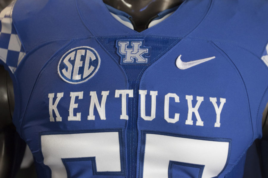 UK, in partnership with Nike, unveil a new graphic identity, secondary logo and uniforms during a press conference at Commonwealth Stadium in Lexington, Ky. on Friday, February 5, 2016. Photo by Michael Reaves | Staff.