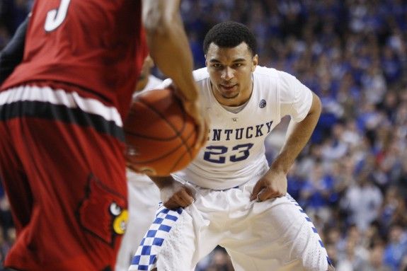 Guard Jamal Murray of the Kentucky Wildcats looks on during the game against the Louisville Cardinals at Rupp Arena in Lexington, KY on Saturday December 26, 2015.