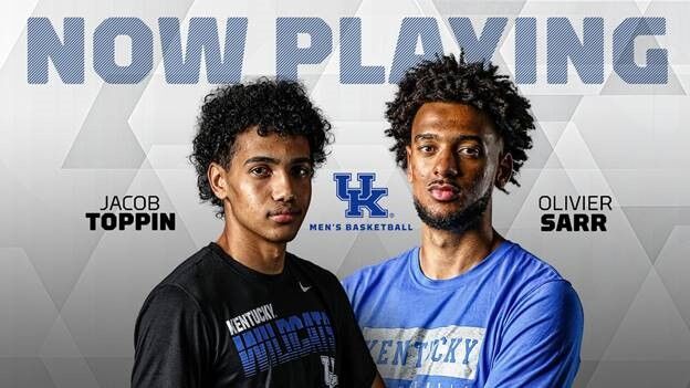 Graphic of Olivier Sarr and Jacob Toppin. The two Kentucky basketball transfers were ruled eligible for the 2020-2021 season by the NCAA and SEC on Wednesday evening.Graphic from UK Athletics.