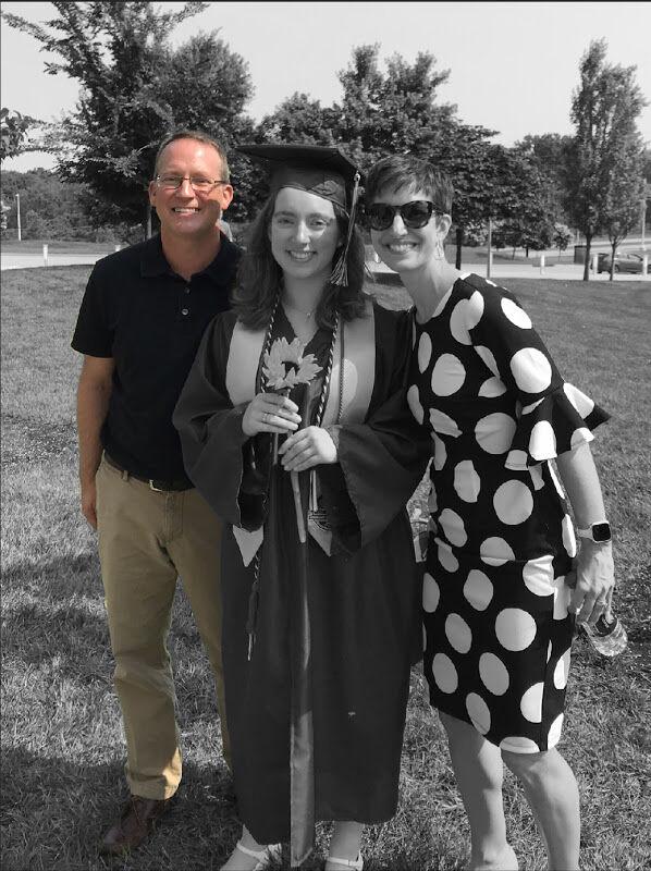 Chris Girard, Emily Girard and Kim Girard during Emily’s 2019 high school graduation