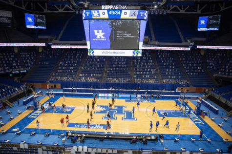 Both teams warm up before the University of Kentucky vs. Alabama womens basketball game on Thursday, Jan. 28, 2021, at Rupp Arena in Lexington, Kentucky. Kentucky won 81-68. Photo by Jack Weaver | Staff