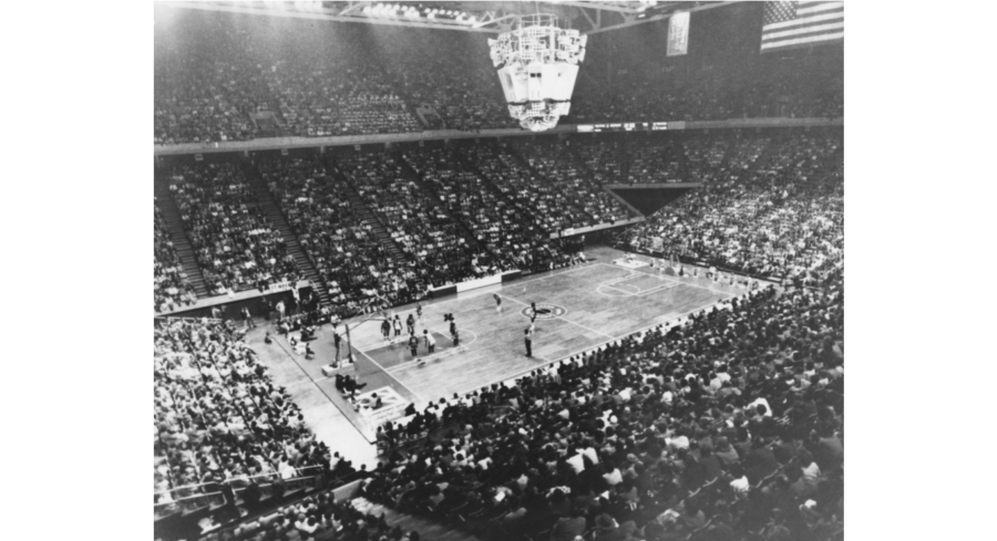 Kentucky plays a basketball game on Monday, May 2, 1977 at Rupp Arena in Lexington, Kentucky. Photo from UNIVERSITY OF KENTUCKY GENERAL PHOTOGRAPHIC PRINTS