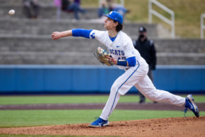 Kentucky Wildcat Zack Lee (48) pitches during the University of Kentucky vs. Georgia State game on Sunday, March 14, 2021, at Kentucky Proud Park in Lexington, Kentucky. UK won 4-2. Photo by Jack Weaver | Staff