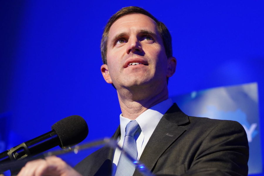 Candidate+for+Governor+Andy+Beshear+talks+to+the+crowd+during+the+democratic+campaign+watch+party+on+Monday%2C+Nov.+4%2C+2019%2C+at+the+C2+Event+Venue+in+Louisville%2C+Kentucky.+Photo+by+Breven+Walker+%7C+Staff