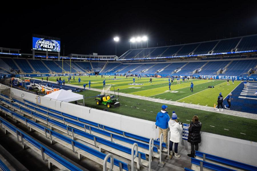 Fans trickle into the stadium before the University of Kentucky vs. University of South Carolina football game on Saturday, Dec. 5, 2020, at Kroger Field in Lexington, Kentucky. UK won 41-18. Photo by Michael Clubb | Staff