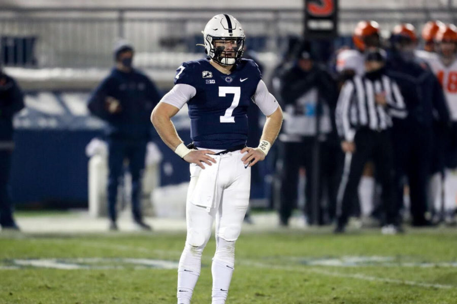 Former Penn State quarterback Will Levis watches a play at Beaver Stadium.