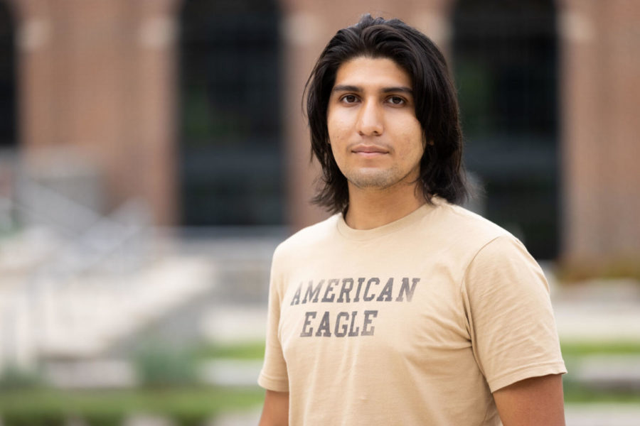 Victor Avalos, a freshman computer science major, poses for a portrait on Wednesday, Sept. 15, 2021, in Lexington, Kentucky. Photo by Michael Clubb | Staff