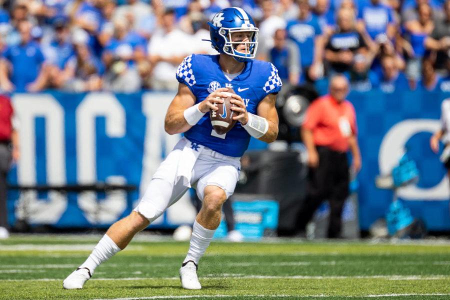 Kentucky+quarterback+Will+Levis+%287%29+looks+for+an+open+receiver+during+UK%E2%80%99s+home+opener+against+Louisiana+Monroe+on+Saturday%2C+Sept.+4%2C+2021%2C+at+Kroger+Field+in+Lexington%2C+Kentucky.+UK+won+45-10.+Photo+by+Jack+Weaver+%7C+Staff