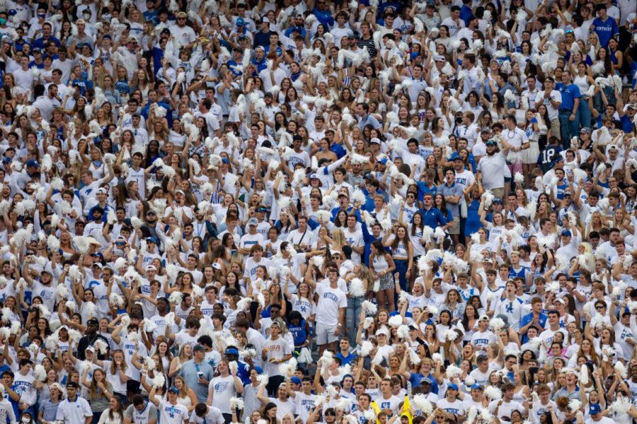 Kentucky+students+cheer+on+the+Wildcats+during+the+University+of+Kentucky+vs.+Florida+football+game+on+Saturday%2C+Oct.+2%2C+2021%2C+at+Kroger+Field+in+Lexington%2C+Kentucky.+UK+won+20-13.+Photo+by+Jack+Weaver+%7C+Staff
