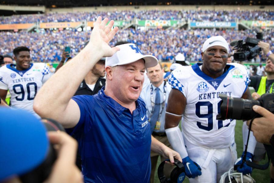 Kentucky+Wildcats+head+coach+Mark+Stoops+celebrates+after+winning+the+Citrus+Bowl.+University+of+Kentucky+football+defeated+Penn+State+University+27-24+in+the+VRBO+Citrus+Bowl+at+Camping+World+Stadium+on+Tuesday%2C+January+1%2C+2019+in+Orlando%2C+Florida.+Photo+by+Michael+Clubb+%7C+Staff