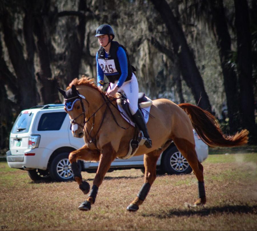 Hannah Warner, president of the UK Eventing team, rides a horse on Saturday, Jan. 30, 2021. Photo provided by Grace Valvano.