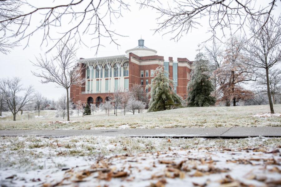 William T. Young Library is surrounded by ice-covered trees following an ice storm on Thursday, Feb. 11, 2021, at the University of Kentucky in Lexington, Kentucky. Photo by Jack Weaver | Staff