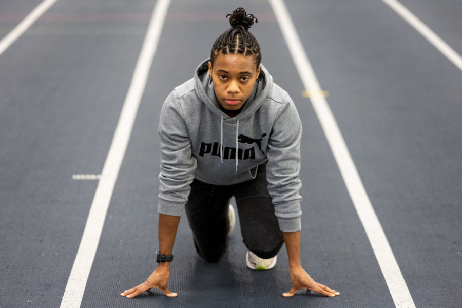 Devynne Charlton poses for a portrait on Wednesday, Feb. 9, 2022, at the Nutter Field House in Lexington, Kentucky. Photo by Jack Weaver | Staff