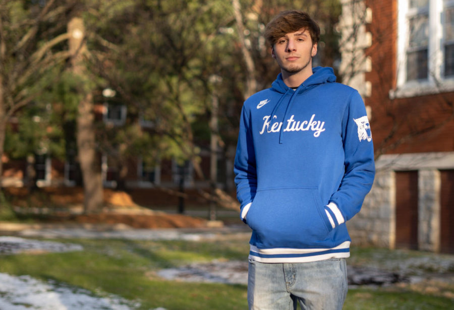 August Grantt poses for a portrait on Monday, Feb 7, 2022 at the University of Kentucky in Lexington, Kentucky. Photo by Kaitlyn Skaggs | Staff