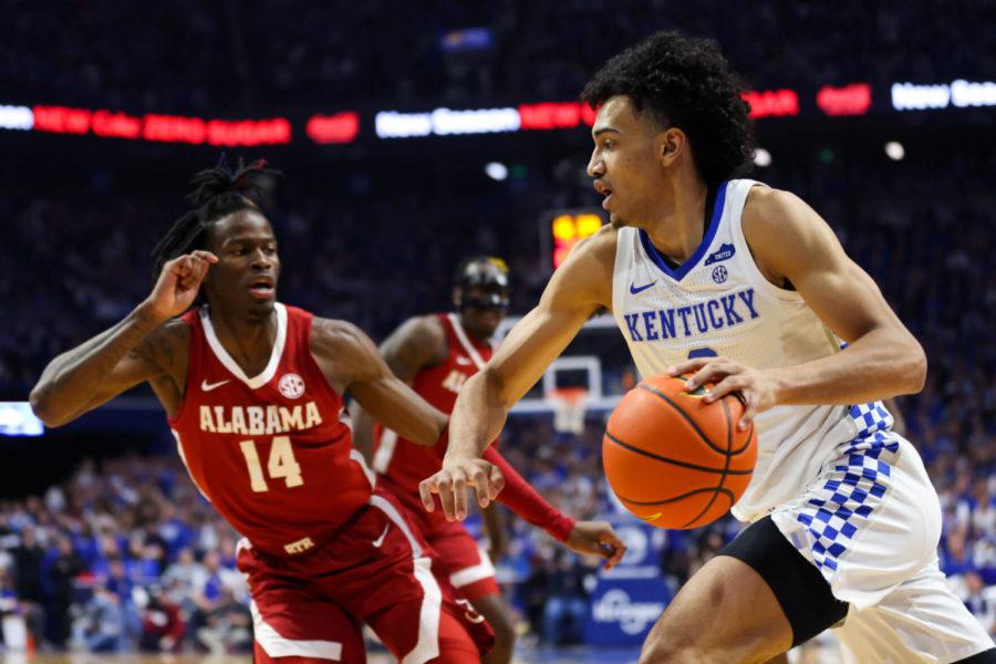 Kentucky+Wildcats+forward+Jacob+Toppin+%280%29+drives+the+ball+during+the+UK+vs.+Alabama+mens+basketball+game+on+Saturday%2C+Feb.+19%2C+2022%2C+at+Rupp+Arena+in+Lexington%2C+Kentucky.+UK+won+90-81.+Photo+by+Michael+Clubb+%7C+Staff