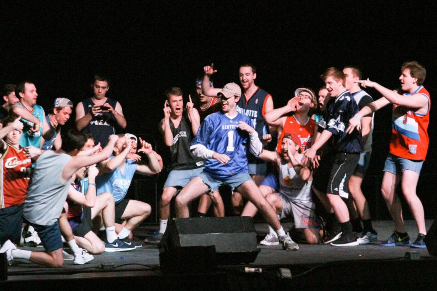 Phi Sigma Kappa fraternity performs at Greek Sing at Memorial Coliseum on Saturday, March 7, 2015 in Lexington, Kentucky. Photo by Joel Repoley | Staff