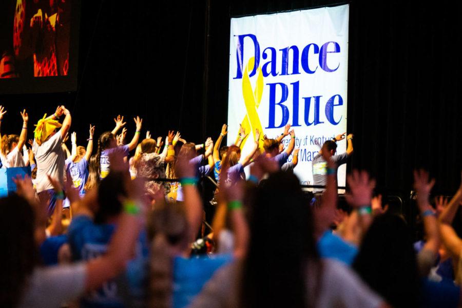 Students+participate+in+a+line+dance+during+the+24+hour+DanceBlue+marathon+at+3%3A10+a.m.+on+Sunday%2C+March+1%2C+2020%2C+at+Memorial+Coliseum+in+Lexington%2C+Kentucky.+Photo+by+Jordan+Prather+%7C+Staff