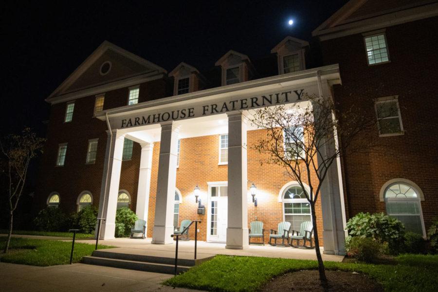 The FarmHouse Fraternity house on Monday, Oct. 18, 2021, the night Hazelwood died, at the University of Kentucky in Lexington, Kentucky. Photo by Michael Clubb | Kentucky Kernel