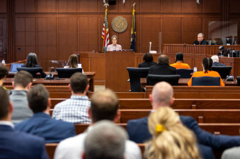 Mary Krueger, Jonathan’s mother, gives a testimony sharing stories about her son during sentencing in the case of the 2015 death of Jonathan Krueger on Thursday, April 28, 2022, at the Circuit Courthouse in Lexington, Kentucky. Photo by Jack Weaver | Staff