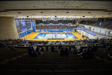 The Wildcats lead the Rebels in the fourth set of the UK vs. Ole Miss game on Saturday, March 13, 2021, at Memorial Coliseum in Lexington, Kentucky. UK won 3-1. Photo by Jack Weaver | Kentucky Kernel