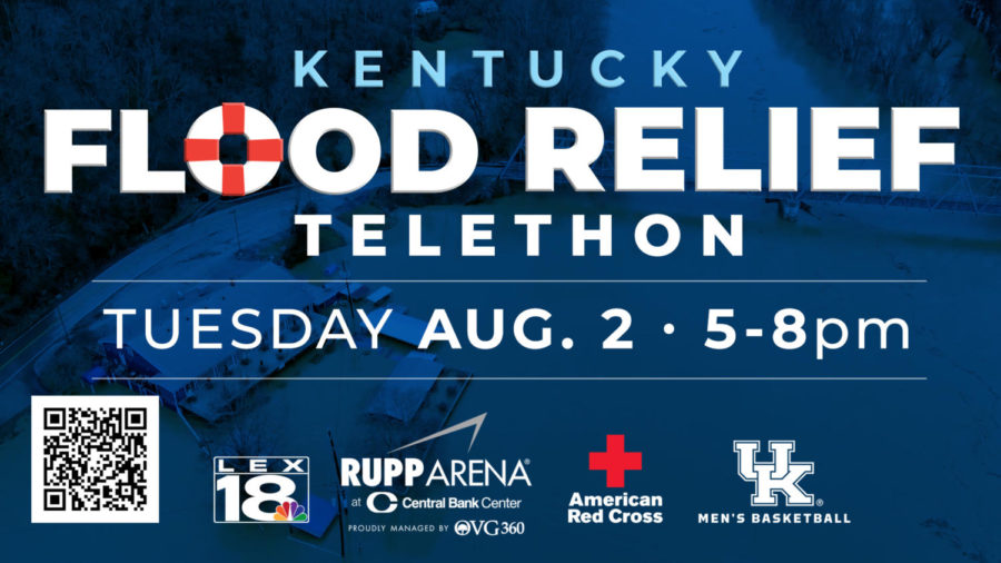 The+Kentucky+mens+basketball+team+will+hold+a+telethon+and+open+practice+on+Tuesday%2C+August+2%2C+2022%2C+to+benefit+those+impacted+by+flooding+across+eastern+Kentucky.+Via+Twitter