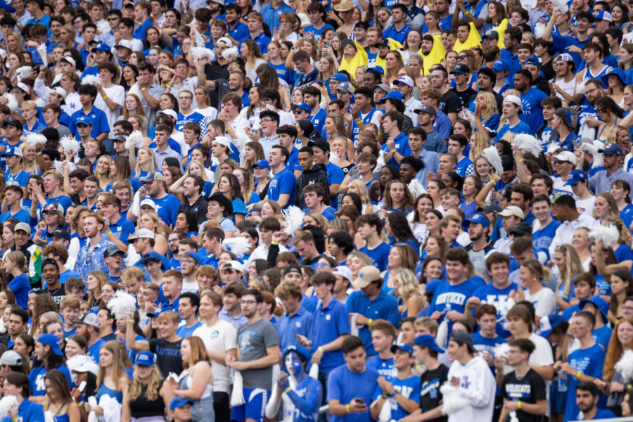 Students+cheer+during+the+Kentucky+vs.+Miami+Ohio+football+game+on+Saturday%2C+Sept.+3%2C+2022%2C+at+Kroger+Field+in+Lexington%2C+Kentucky.+UK+won+37-13.+Photo+by+Jack+Weaver+%7C+Staff