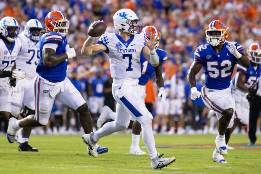 Kentucky+Wildcats+quarterback+Will+Levis+%287%29+throws+a+pass+during+the+No.+20+Kentucky+vs.+No.+12+Florida+football+game+on+Saturday%2C+Sept.+10%2C+2022%2C+at+Ben+Hill+Griffin+Stadium+in+Gainesville%2C+Florida.+UK+won+26-16.+Photo+by+Jack+Weaver+%7C+Staff