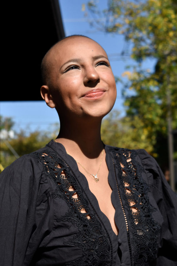 Cancer survivor Mafe Chaves poses for a portrait on Monday, Sept. 26, 2022, in Lexington, Kentucky. Photo by Abbey Cutrer | Staff