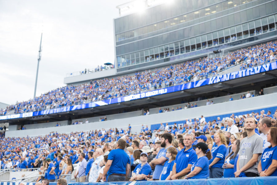 Kentucky fans wait for the game to start at the Kentucky vs. Miami Ohio football game on Saturday, Sept. 3, 2022, at Kroger Field in Lexington, Kentucky. Photo by Isabel McSwain | Staff