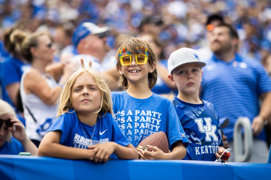 Kentucky fans smile for a photo during the No. 9 Kentucky vs, Youngstown State football game on Saturday, Sept. 17, 2022, at Kroger Field in Lexington, Kentucky. Photo by Isabel McSwain | Staff