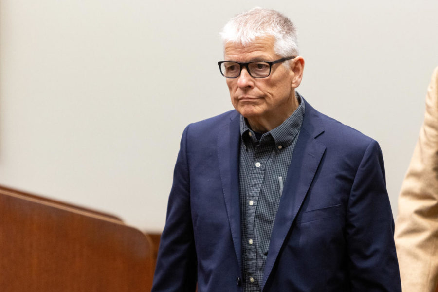 Former UK department chair Kevin Real walks away from the stand during a preliminary hearing on charges of sodomy, incest and sexual abuse on Thursday, Oct. 13, 2022, at the Robert F. Stephens District Courthouse in Lexington, Kentucky. Photo by Jack Weaver | Staff