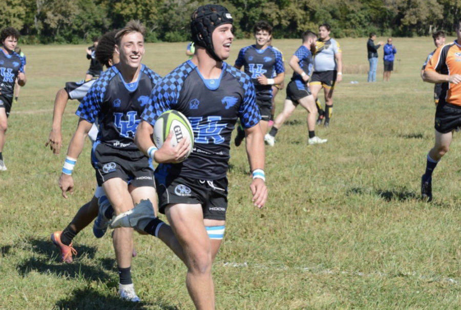Kentucky+club+rugby+freshman+Joe+Keough+celebrates+with+junior+John+Hall+during+UKs+103-0+win+over+Kennesaw+State+on+Saturday%2C+Oct.+8%2C+2022%2C+at+Centennial+Park+in+Lexington%2C+Kentucky.+Photo+provided+by+Cassie+Redden+Photography