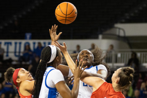 Kentucky Wildcats guard Cassidy Rowe (23) tries to grab the rebound during the Kentucky vs. Radford womens basketball game on Monday, Nov. 7, 2022, at Memorial Coliseum in Lexington, Kentucky. UK won 82-78. Photo by Jackson Dunavant | Staff