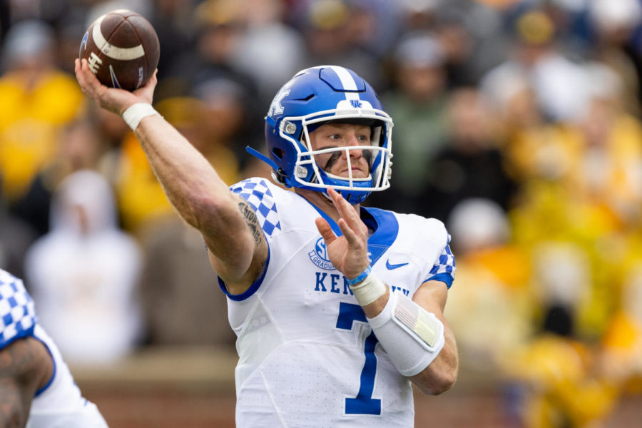 Kentucky+Wildcats+quarterback+Will+Levis+%287%29+throws+a+pass+during+the+Kentucky+vs.+Missouri+football+game+on+Saturday%2C+Nov.+5%2C+2022%2C+at+Faurot+Field+in+Columbia%2C+Missouri.+UK+won+21-17.+Photo+by+Jack+Weaver+%7C+Staff