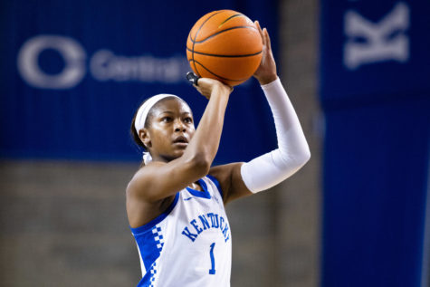 Kentucky Wildcats guard Robyn Benton (1) shoots a free throw during the Kentucky vs. No. 1 South Carolina womens basketball game on Thursday, Jan. 12, 2023, at Memorial Coliseum in Lexington, Kentucky. South Carolina won 95-66. Photo by Jack Weaver | Staff