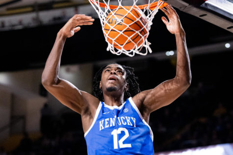 Kentucky Wildcats guard Antonio Reeves (12) dunks the ball during the Kentucky vs. Vanderbilt mens basketball game on Tuesday, Jan. 24, 2023, at Memorial Gymnasium in Nashville, Tennessee. Kentucky won 69-53. Photo by Jack Weaver | Staff
