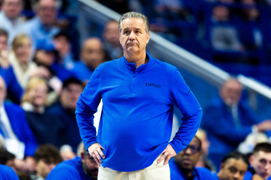Kentucky+Wildcats+head+coach+John+Calipari+stands+on+the+sideline+during+the+Kentucky+vs.+South+Carolina+mens+basketball+game+on+Tuesday%2C+Jan.+10%2C+2023%2C+at+Rupp+Arena+in+Lexington%2C+Kentucky.+South+Carolina+won+71-68%2C+ending+Kentucky%E2%80%99s+28-game+home+winning+streak.+Photo+by+Jack+Weaver+%7C+Staff