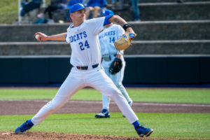 Kentucky Wildcats pitcher Ryan Hagenow (24) pitches the ball during the Kentucky vs. Wright State baseball game on Sunday, Feb. 26, 2023, at Kentucky Proud Park in Lexington, Kentucky. Kentucky won 15-0. Photo by Travis Fannon | Staff