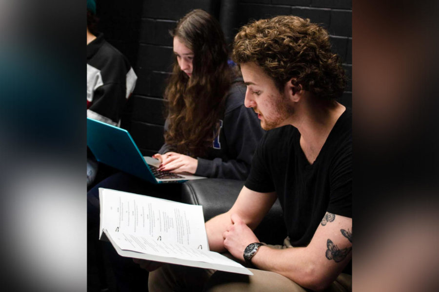 Kara Powell, left, and Devin Landis rehearse for “Lucidity: A New Musical” on Monday, Jan. 9, 2023, in Lexington, Kentucky. Photo provided by Alix Lawler.