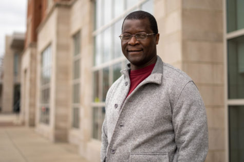 Kondwani Phwandaphwanda, also known as Dr. K., poses for a photo on Friday, Feb. 17, 2023, at the Lewis Honors College in Lexington, Kentucky. Photo by Carter Skaggs | Staff