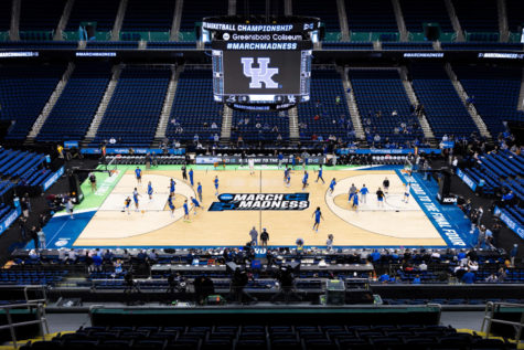 The Kentucky Wildcats practice ahead of the first round of the NCAA Tournament on Thursday, March 16, 2023, at Greensboro Coliseum in Greensboro, North Carolina. Photo by Jack Weaver | Staff