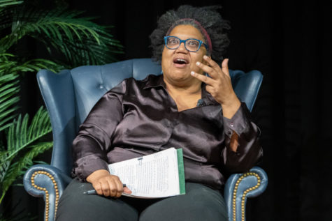 Nikki Brown speaks during the Elevating the Stories of Black Women: Dr. Virginia Alexander and Shirley Chisholm event on Monday, March 27, 2023, at the Farish Theater in Lexington, Kentucky. Photo by Travis Fannon | Staff