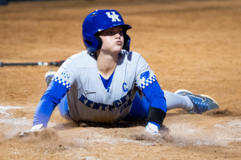 Kentucky Wildcats infielder Erin Coffel (21) slides into home during the No. 16 Kentucky vs. Louisville softball game on Wednesday, March 29, 2023, at John Cropp Stadium in Lexington, Kentucky. Kentucky won 7-4. Photo by Jack Weaver | Staff