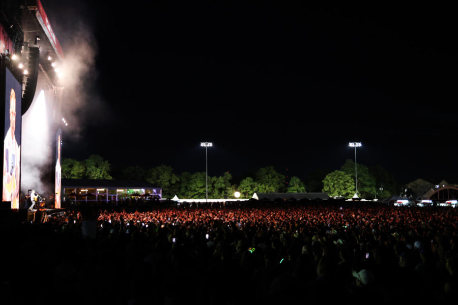 Crowds gather as Zach Bryan performs on Saturday, June 3, 2023, during the Railbird music festival at the Red Mile infield in Lexington, Kentucky. Photo by Abbey Cutrer | Staff