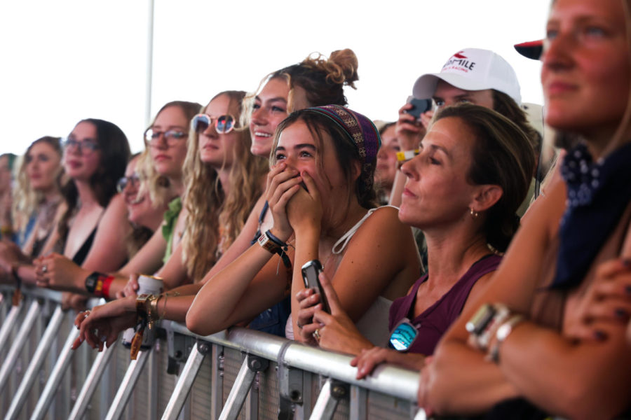 Piper Stotz watches Flipturn perform on Sunday, June 4, 2023, during the Railbird music festival at the Red Mile infield in Lexington, Kentucky. Photo by Abbey Cutrer | Staff