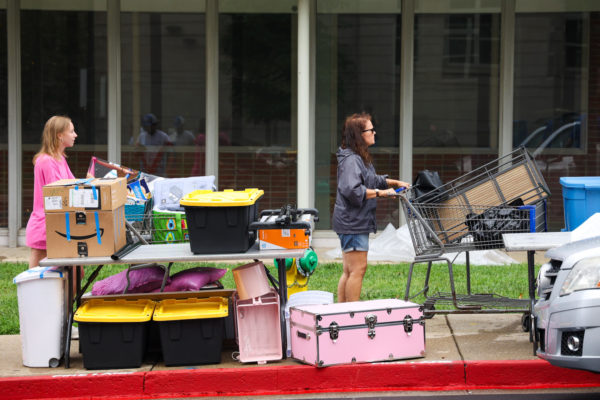 Parents help new students move into Boyd Hall during move in day on Monday, Aug. 14, 2023, at the University of Kentucky in Lexington, Kentucky. Photo by Abbey Cutrer | Staff