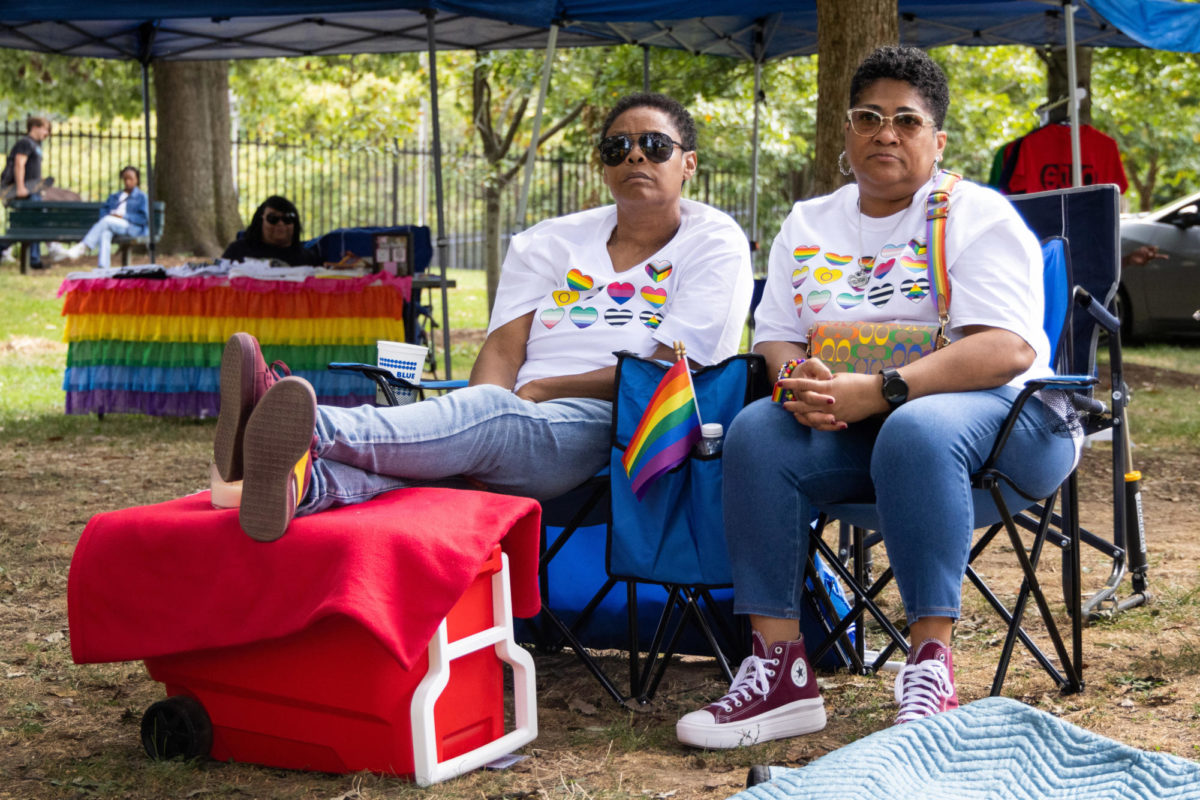 Audience members watch the drag show during the annual Kentucky Black Pride Festival on Saturday, Sept. 16, 2023, at Woodland Park in Lexington, Kentucky. Photo by Samuel Colmar | Staff