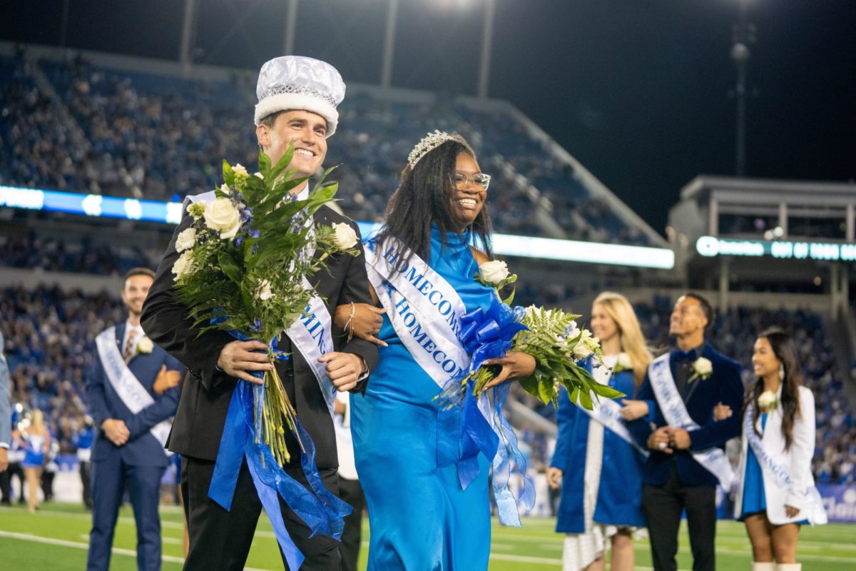 The 2023 homecoming court during the Kentucky vs. Missouri football game on Saturday, Oct. 14, 2023, at Kroger Field in Lexington, Kentucky. Kentucky lost 38-21. Photo by Travis Fannon | Staff