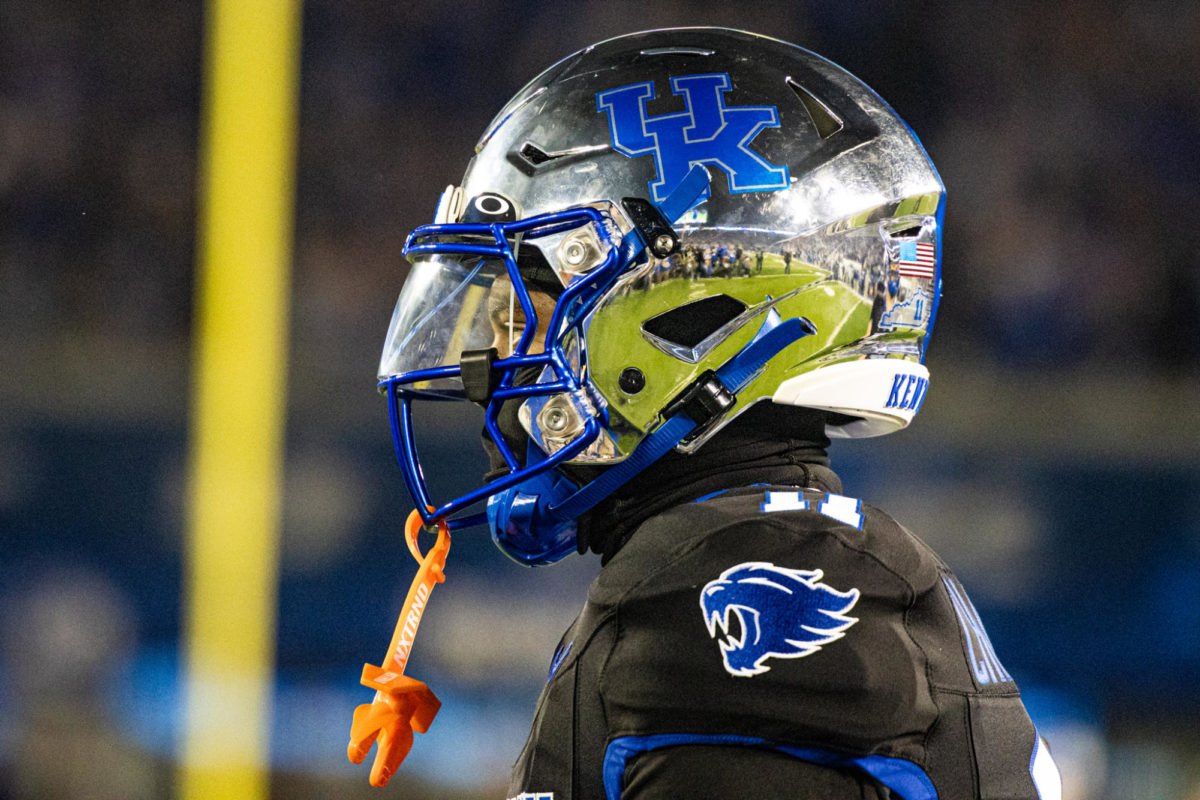 Kentucky+defensive+back+Zion+Childress+eyes+opponents+at+the+coin+toss+during+the+Kentucky+vs.+Missouri+football+game+on+Saturday%2C+Oct.+14%2C+2023%2C+at+Kroger+Field+in+Lexington%2C+Kentucky.+Kentucky+lost+38-21.+Photo+by+Isaiah+Pinto+%7C+Staff